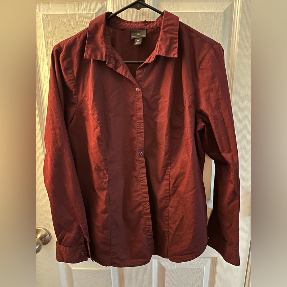 Worthington Burgundy Button-Up Shirt